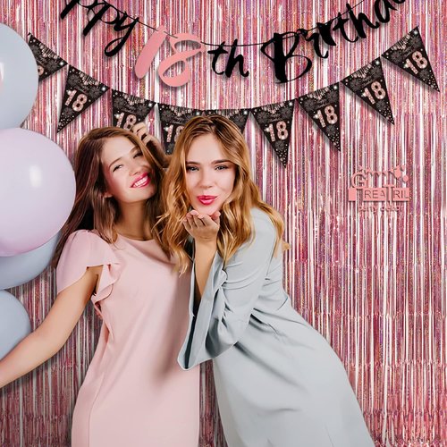 GREATRIL Rose Gold Tinsel Party Backdrop | Foil Fringe Curtain for Birthday Photo Booth - 1m x 2.5m, Pack of 2