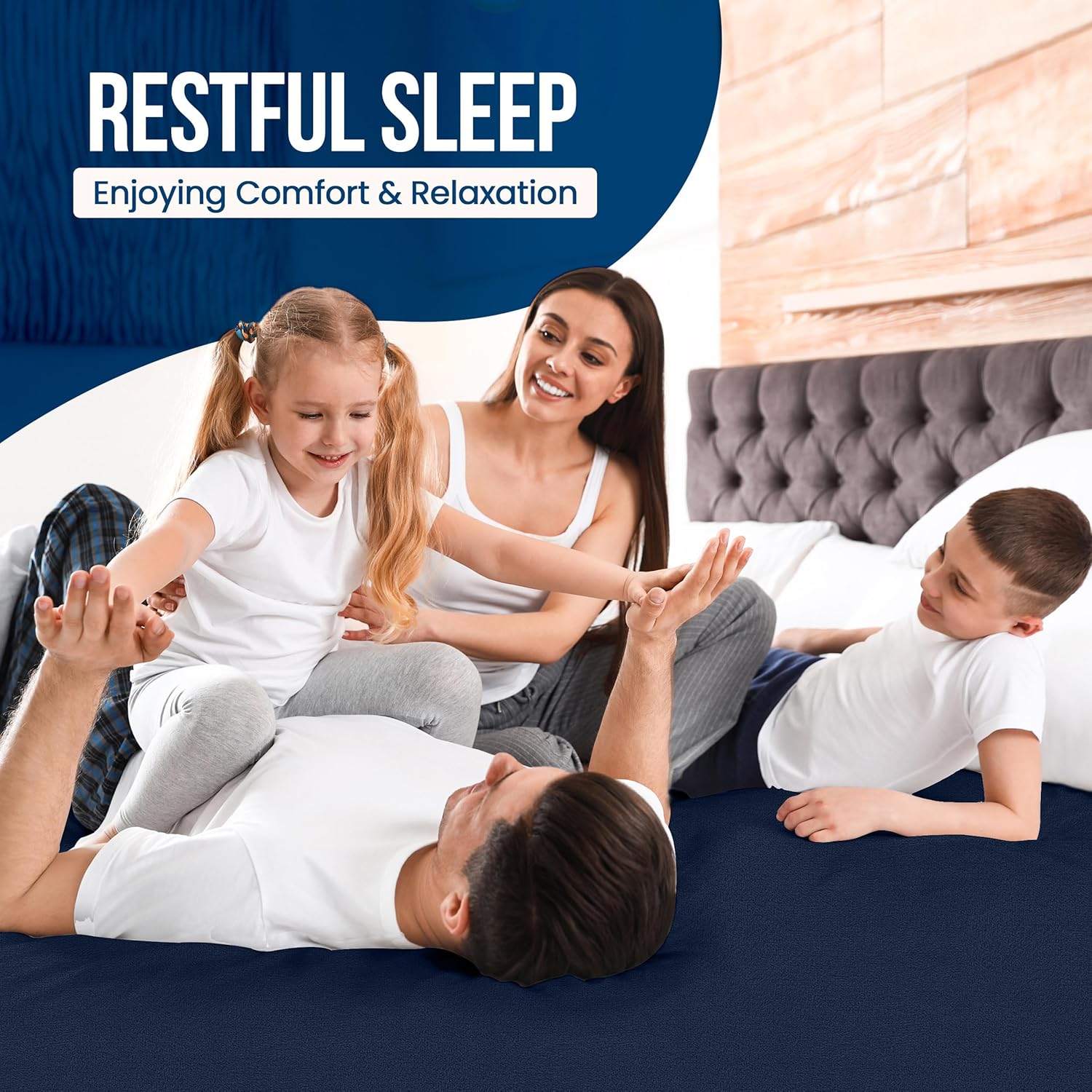 Utopia Bedding Waterproof Mattress Protector - Premium Terry Cover for Twin XL | Breathable & Stretchable (Navy)