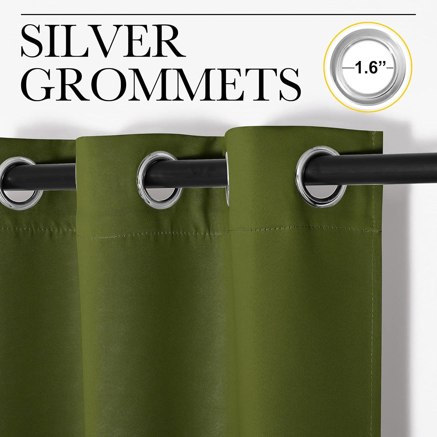 NICETOWN Blackout Curtains - Patio Glass Door Christmas Panels, Olive Green, 42" x 90", 1 Pair