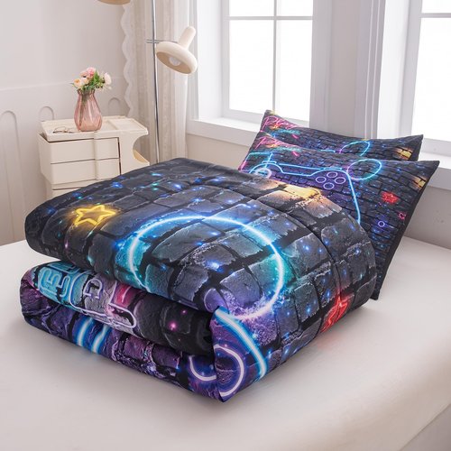 MWMWMW Gaming Bedding Sets for Boys, Kids King Size Comforter for Boys, Kids King Size Gaming Bed Set with 1 Comforter and 2 Pillowcases