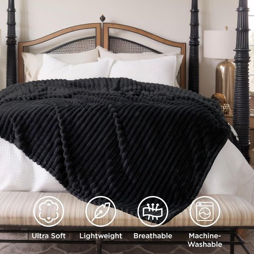 Bedsure GentleSoft King Size Blanket - Cozy Black Fleece Throw, 108x90 Inches for Ultimate Comfort