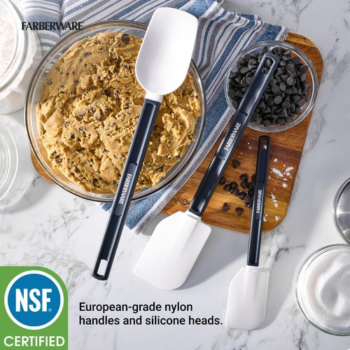 FARBERWARE Pro 3 Piece Silicone Spatula Set, 13.5 and 10 inch NSF Certified Cooking Tools