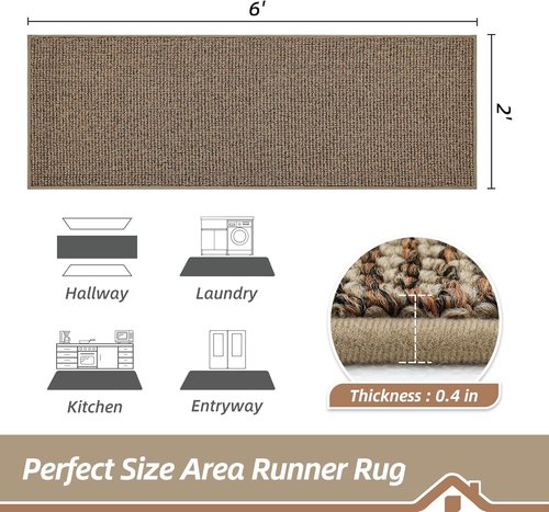 BEQHAUSE Indoor Door Mat & Hallway Runner Rug - Non-Slip, Washable, Stain-Resistant | 20"x32" & 2'x6", Taupe