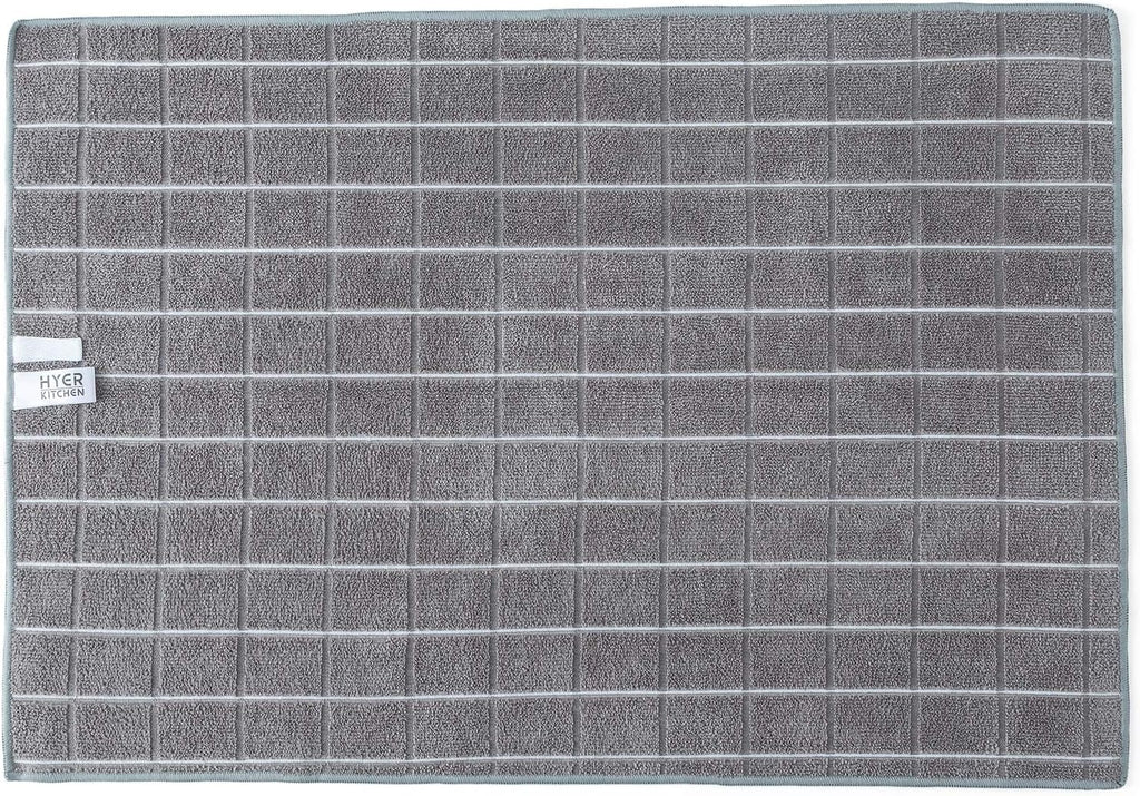 Skiennix Microfiber Dish Towels - Soft, Super Absorbent & Lint-Free - 8 Pack in Gray Lattice Design | 26 x 18 Inch
