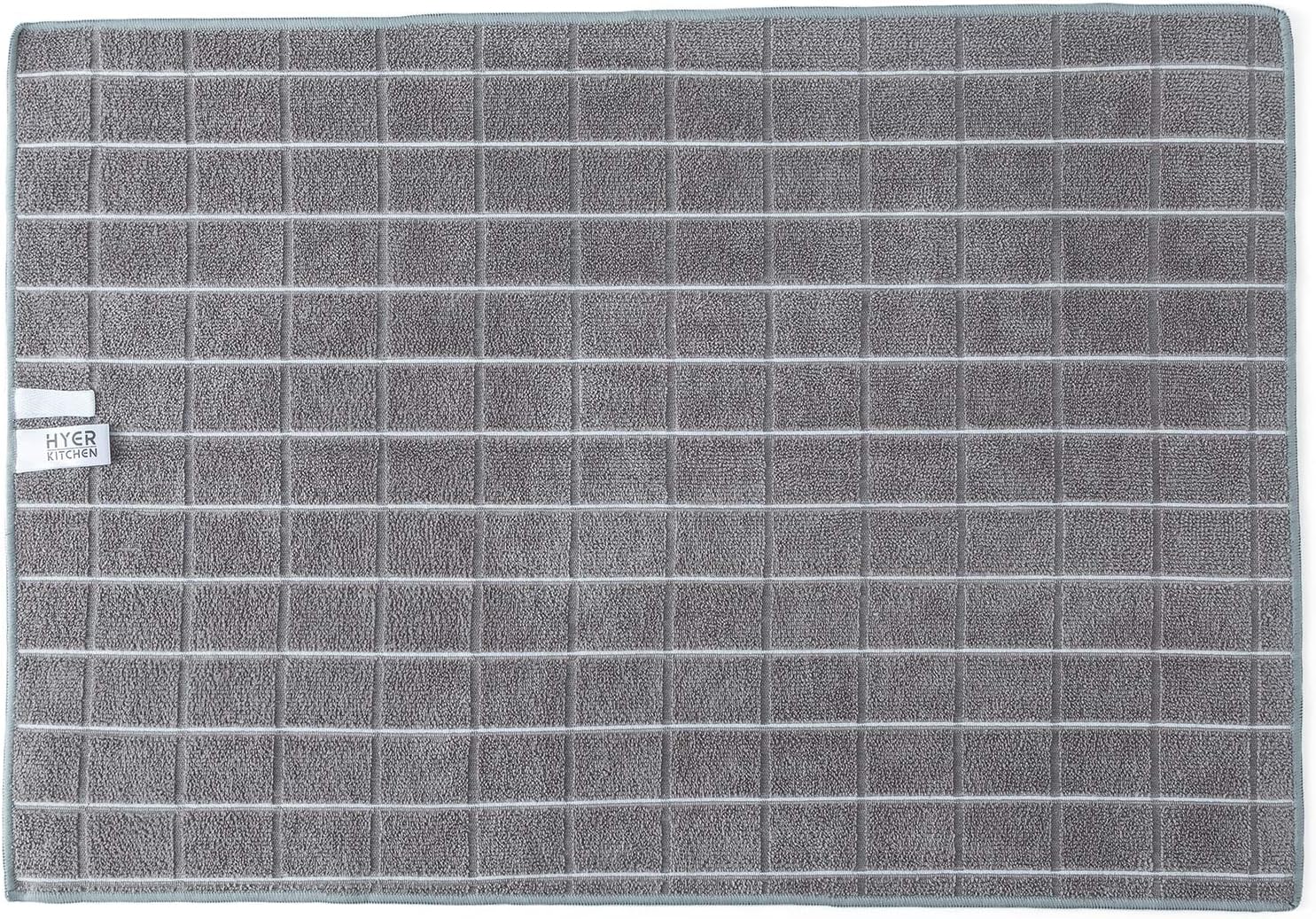 Skiennix Microfiber Dish Towels - Soft, Super Absorbent & Lint-Free - 8 Pack in Gray Lattice Design | 26 x 18 Inch
