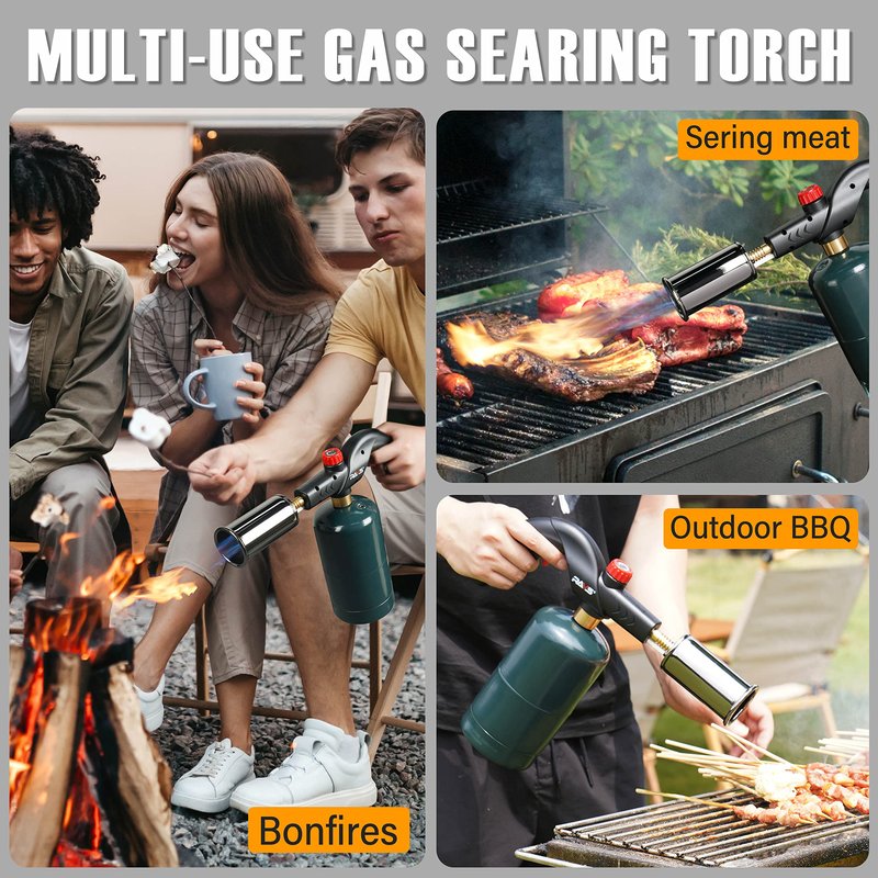 RAVS POWERFUL Propane Torch Gun, Searing Torch for Sous Vide, Steak, BBQ Grill Gun Kitchen Blow Torch, Handheld BBQ Torch, Campfire Charcoal Starter -Gas Tank Not Included