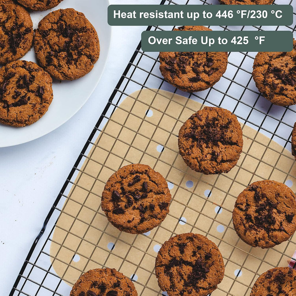 Skiennix Air Fryer Parchment Paper Liners - 200 Pcs, 8.5 Inch, Premium Perforated for Easy Cleanup