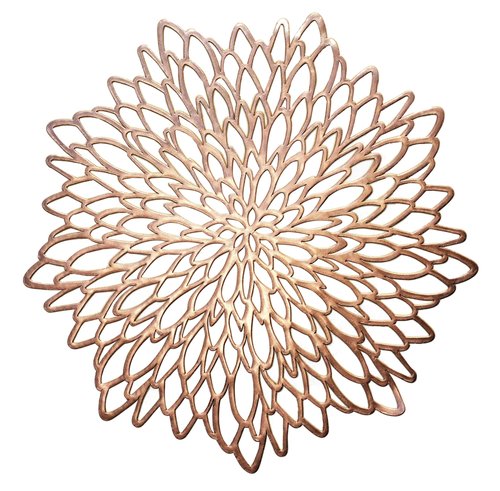 " OCCASIONS " 20 Pieces Pack Pressed Vinyl Metallic Placemats/Wedding Accent Centerpiece Placemat (Leaf, Rose Gold)