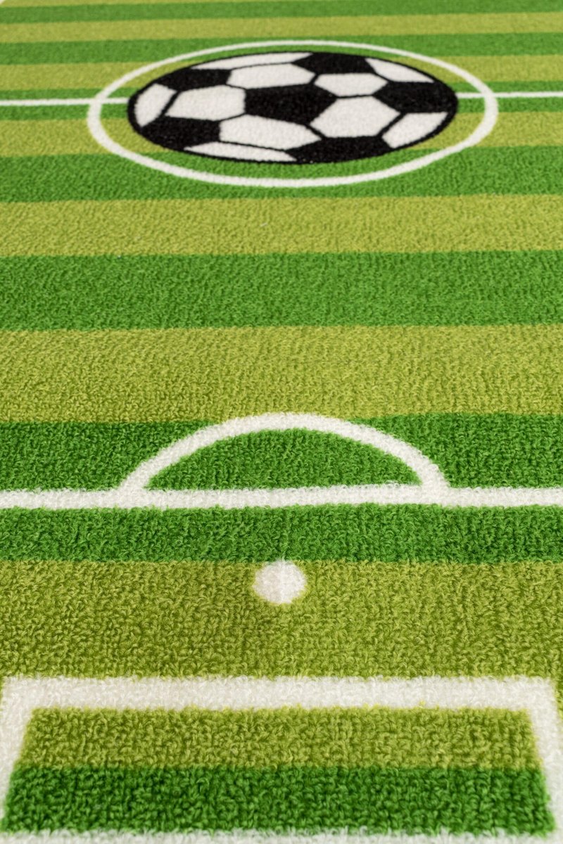 Furnish My Place Play Area Rug for Kids Playroom, Bathroom & Kindergarten Classroom | Nylon | Anti Skid Rubber Backing | Soccer Field Ground | Strips Rectangle | Green | 3'3"x5'
