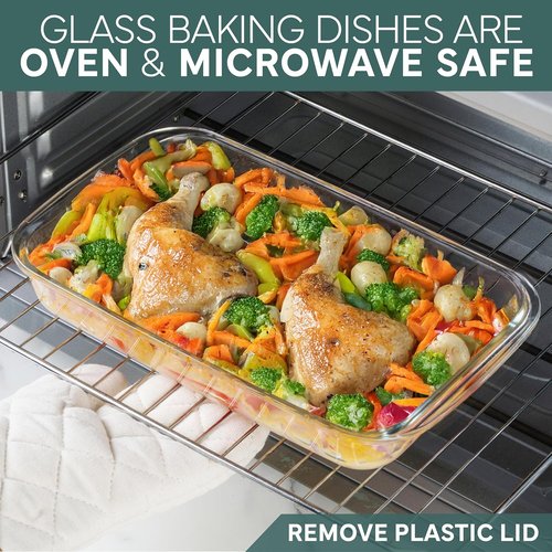 Cook With Color 8-Piece Deep Glass Baking Dish Set - Versatile Casserole & Food Storage Containers | Freezer-to-Oven, Microwave & Dishwasher Safe, Mint