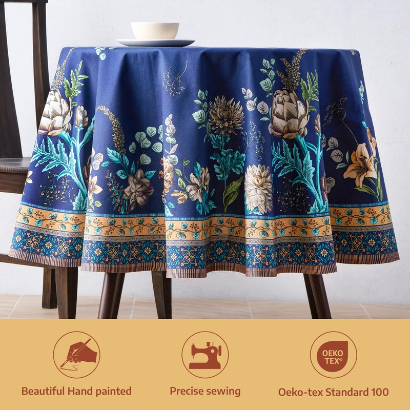 Maison d' Hermine Premium Table Cloth Rectangle Table 100% Combed Cotton 140 x 70 Inches Tablecloth Reusable Decorative for Dining Room, Farmhouse, Home, Party, Festive & Wedding - Artichoke