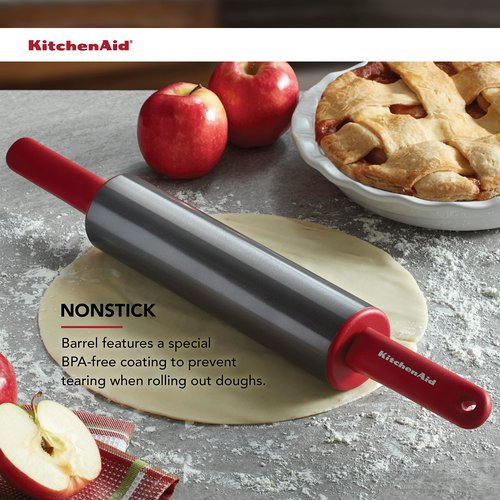 KitchenAid Gourmet Rolling Pin, 2.5 x 2.5 x 22 Inch, Red