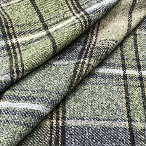 always4u Woolen Look Plaid Curtains Modern Window Panels Green Check Tartan Curtains for Living Room Bedroom 2 Panels Green 54 * 95 Inches