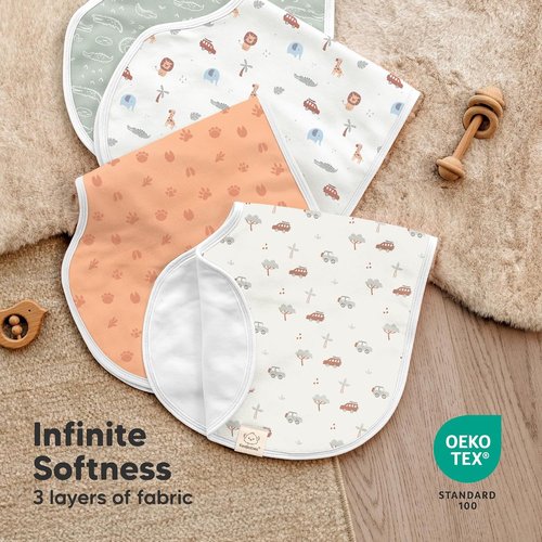 KeaBabies Organic Cotton Baby Burp Cloths - Extra Large, Absorbent & Soft 4-Pack Set (Wilderness)
