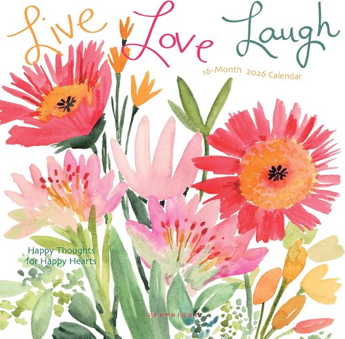Graphique 2026 Mini Wall Calendar - Live Love Laugh | 7” x 7” | Thick Paper | Multilingual & Holiday Marked