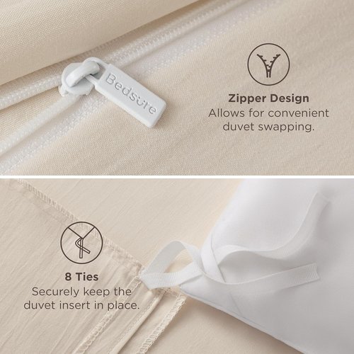 Bedsure Oat Milk Duvet Cover Set - Extra Soft Prewashed Cotton-Like Polyester | Twin/Twin XL Size, 2 Pieces