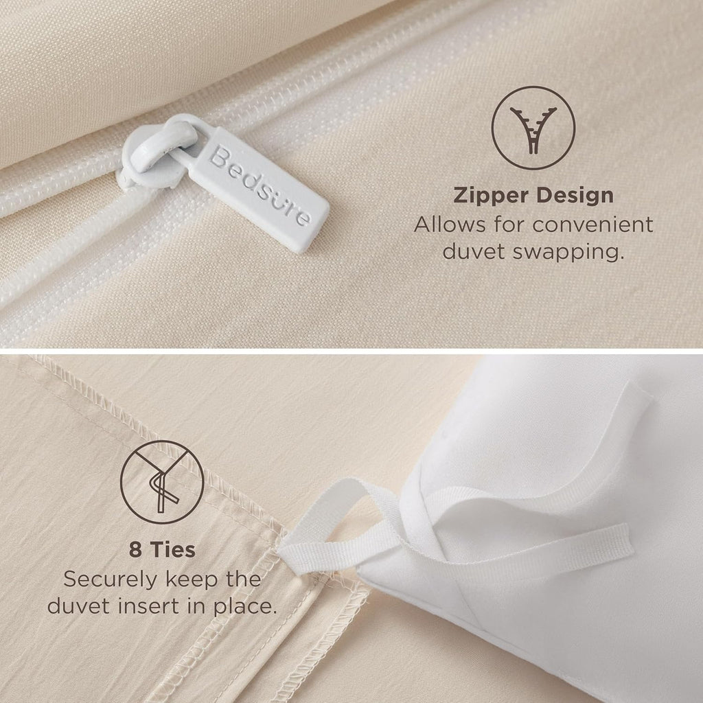 Bedsure Oat Milk Duvet Cover King Size - Extra Soft 3-Piece Bedding Set with Zipper Closure, 104x90 Inches