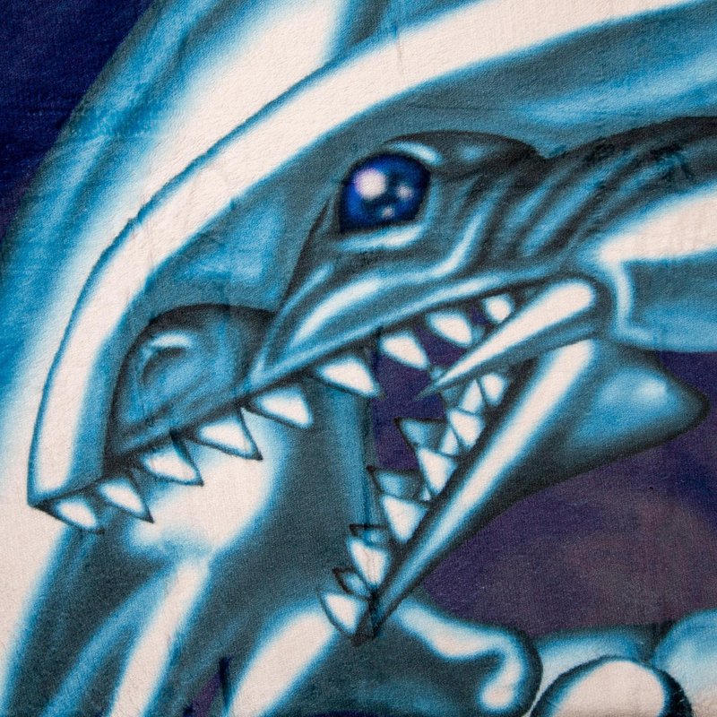 Yu-Gi-Oh! Blue-Eyes White Dragon Card Fleece Throw Blanket | Anime Plush Soft Cover for Sofa, Bed | 45 x 60 Inches