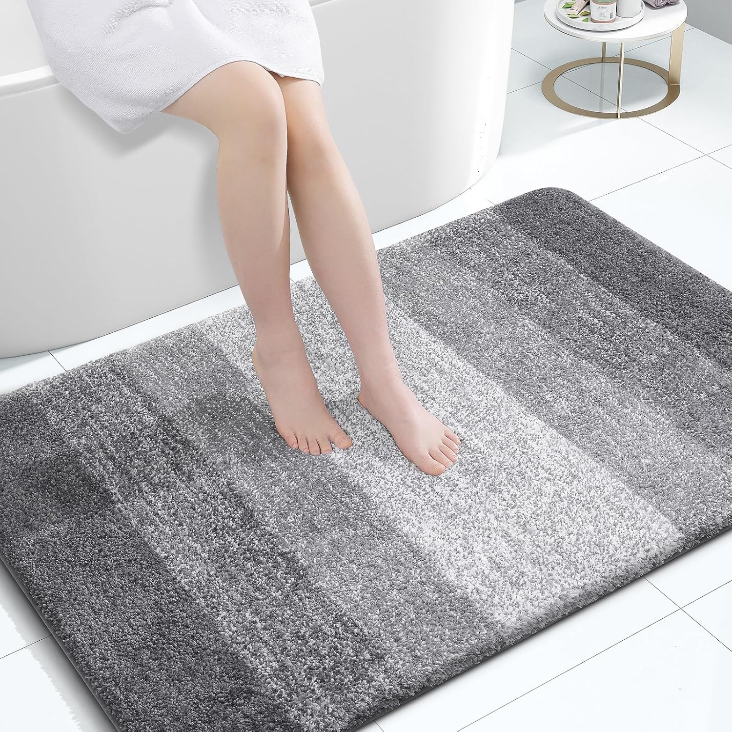 OLANLY Large Bathroom Rug Mat - Extra Soft Microfiber | Quick Dry, Machine Washable, 44x32, Grey