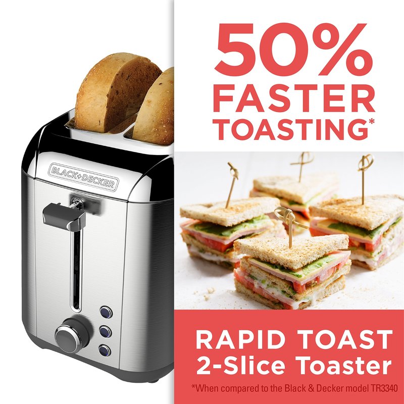 BLACK+DECKER 2-Slice Toaster, Rapid Toast, Stainless Steel, TR3500SD