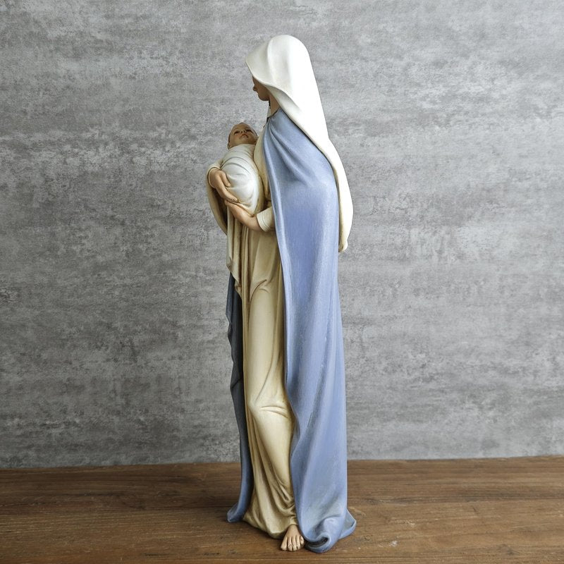 BC Catholic Madonna with Child Statue, 12.75" H Blessed Virgin Mary Figure, Holy Mother Religious Gift for Mom, Hand Painted Virgen Maria Renaissance Sculpture by Buildclassic