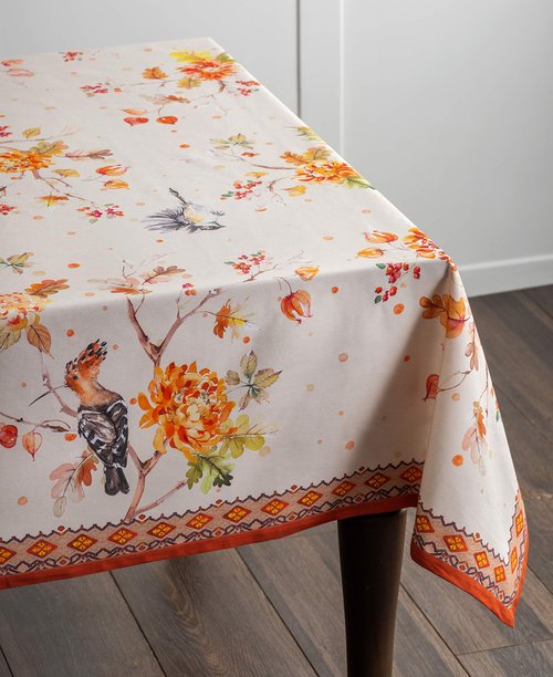 Maison d' Hermine Table Cloth Rectangle Table 100% Cotton 70 x 90 Inches Fall Tablecloth Reusable Everyday Use for Thanksgiving Christmas Decorations Dining Farmhouse Party (Kelim - Prairie)