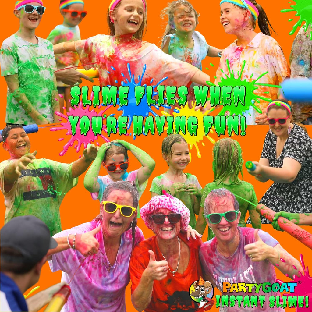 PARTY GOAT Instant Slime Powder - Make 40 Gallons of Multicolor Slime for Blaster Guns & Color Events