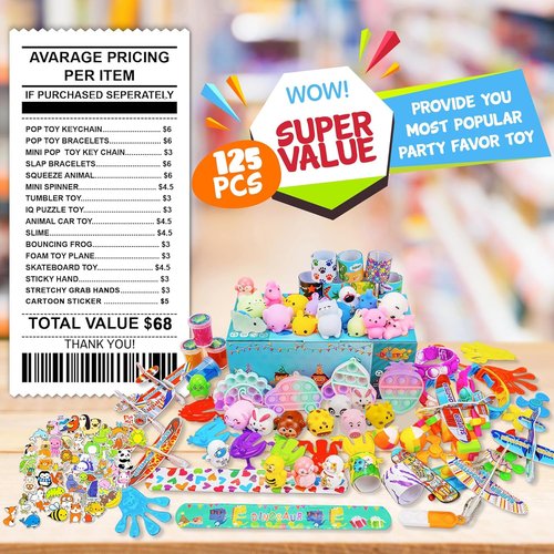 DQstar Party Favors - Treasure Box Prizes for Kids 4-12 | Perfect for Goodie Bags & Birthday Gifts