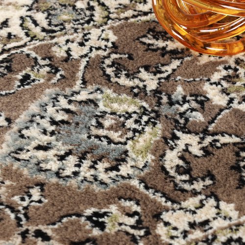 SUPERIOR Elegant Lille Collection Area Rug, 8mm Pile Height with Jute Backing, Beautiful Chic Bordered Rug Design, Anti-Static, Water-Repellent Rugs - 4ft x 6ft , Brown