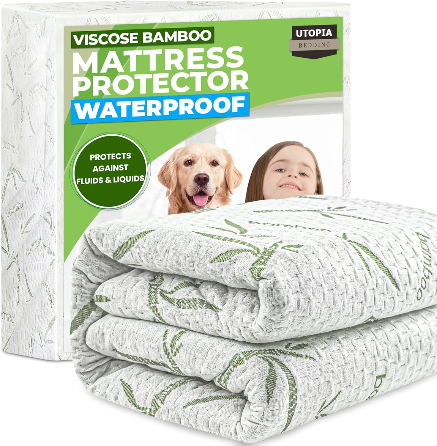 Utopia Bedding Waterproof Mattress Protector - Premium 200 GSM Bamboo Viscose | Full Size, Soft & Breathable