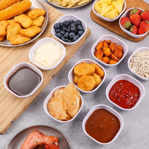 SHECIPIN 12 pack wheat straw dipping bowls 4.5oz,alternative plastic soy sauce dishes,unbreakable small dessert bowls microwave and dishwasher safe for snack,sushi,condiment (white)