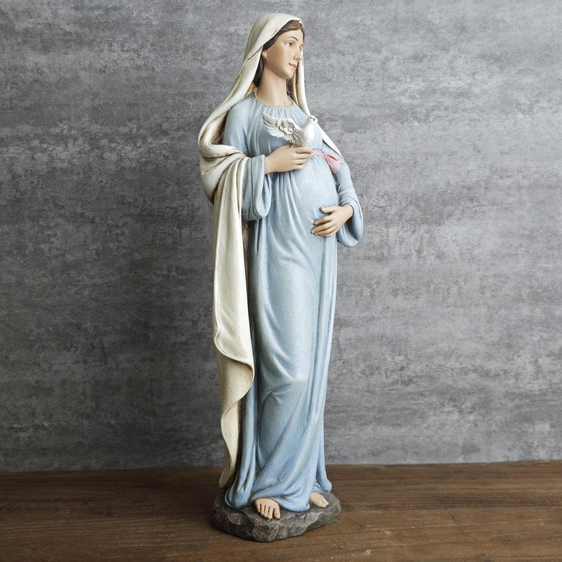 BC Catholic Expectant Mary Mother Statue, 12.8" H Blessed Virgin Mary Figure, Pregnant Mary for Pregnant Mom Gift, Inspirational Home décor of Peace Love Hope, Handpainted by Buildclassic