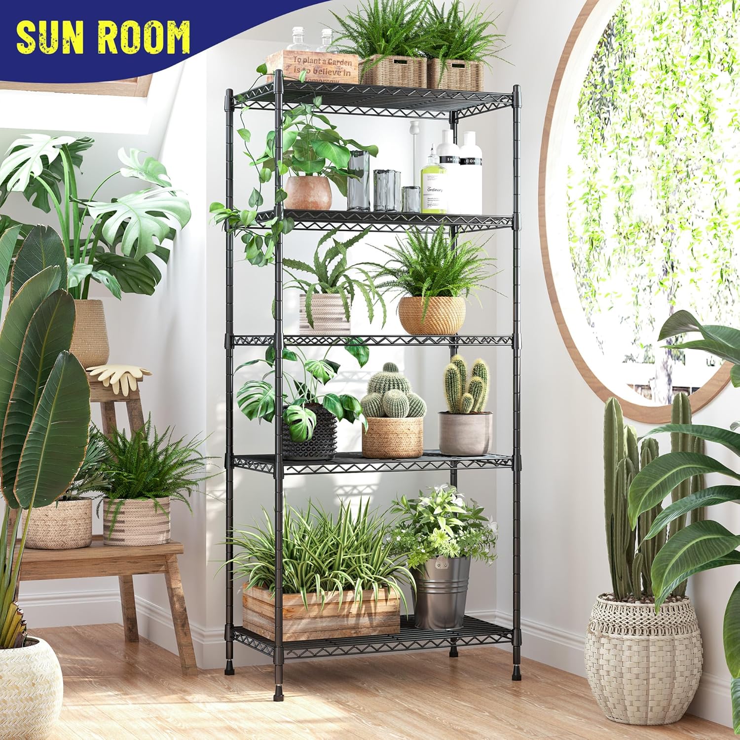 Romorgniz 5-Tier Adjustable Metal Shelving Unit - 1010LBS Capacity for Kitchen, Pantry, and Laundry | 59.4" H x 21.5" W x 13.6" D