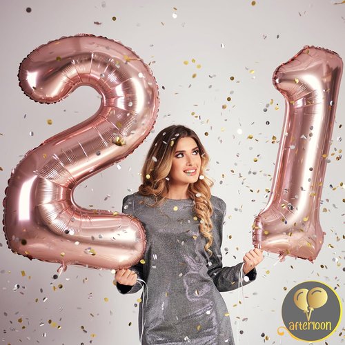 AFTERLOON® Jumbo 40 Inch Pink Foil Number 7 Balloons - Perfect for 7th Birthday Parties & Celebrations