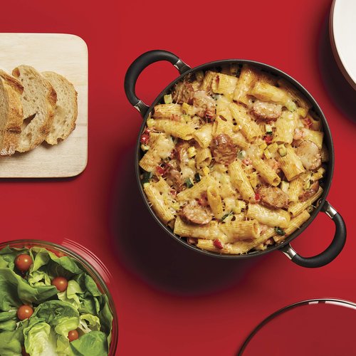 Circulon Symmetry Hard-Anodized Nonstick Induction Casserole Pan with Lid, 5.5-Quart, Black