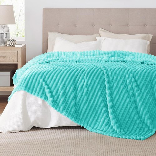 Bedsure GentleSoft Blue California King Blanket - Cozy Fleece Throw for Women | 102x96 Inches
