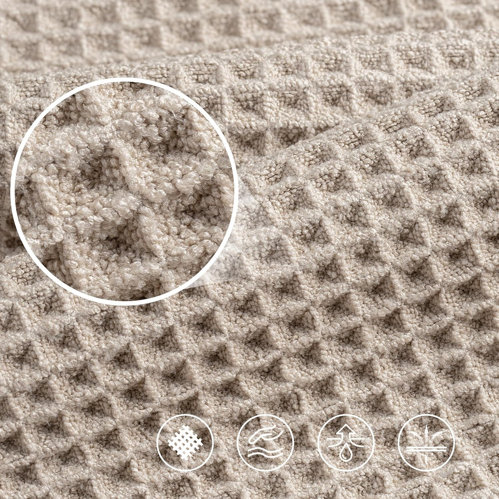 POLYTE Microfiber Bath Towels - Oversize Quick Dry & Lint Free, 60 x 30 in, 4 Pack | Waffle Weave