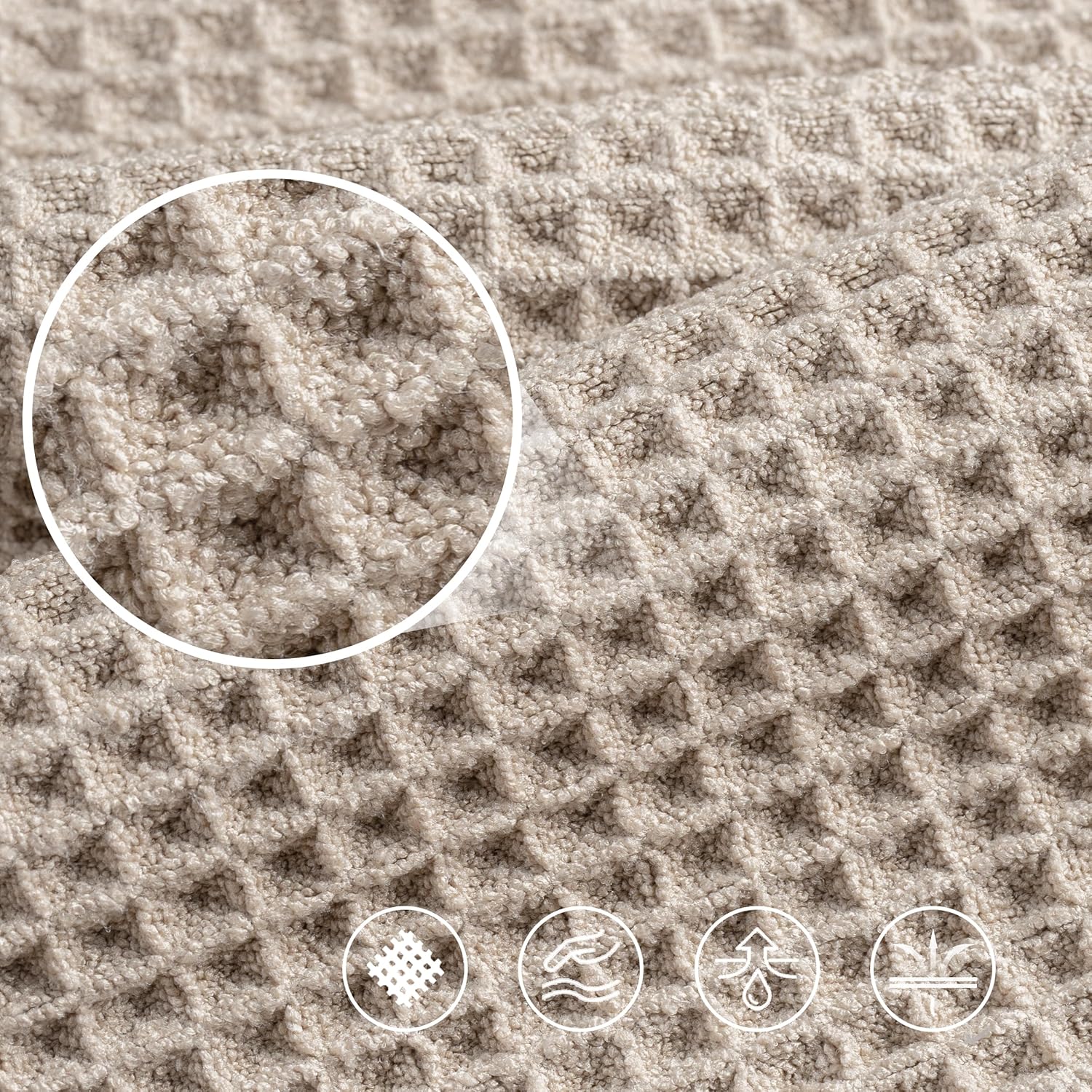 POLYTE Microfiber Bath Towels - Oversize Quick Dry & Lint Free, 60 x 30 in, 4 Pack | Waffle Weave