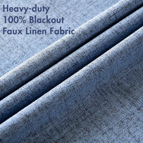MIULEE Blackout Curtains - 100% Thermal Insulated Linen Texture Drapes | Stone Blue, 52x72 Inch (2 Panels)