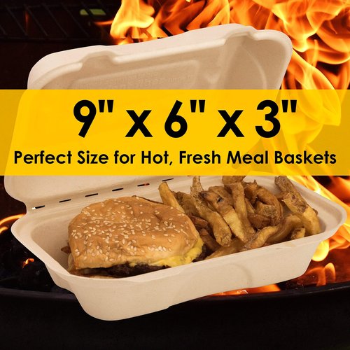 Avant Grub Durable 6x9 Take Out Food Containers with Clamshell Hinged Lid 100 Pack. Microwaveable, Disposable Takeout Box to Carry Meals ToGo. Great for Restaurant Carryout or Party Take Home Boxes
