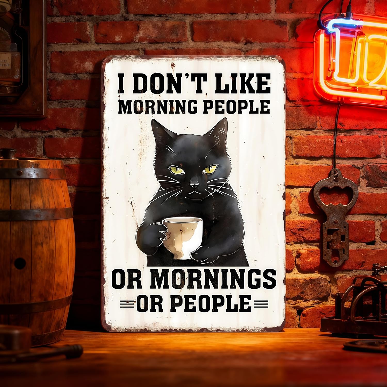 Skiennix Funny Animal Metal Wall Art - Sarcastic Chicken Quote Rusted Tin Sign for Bar & Man Cave Decor | Black