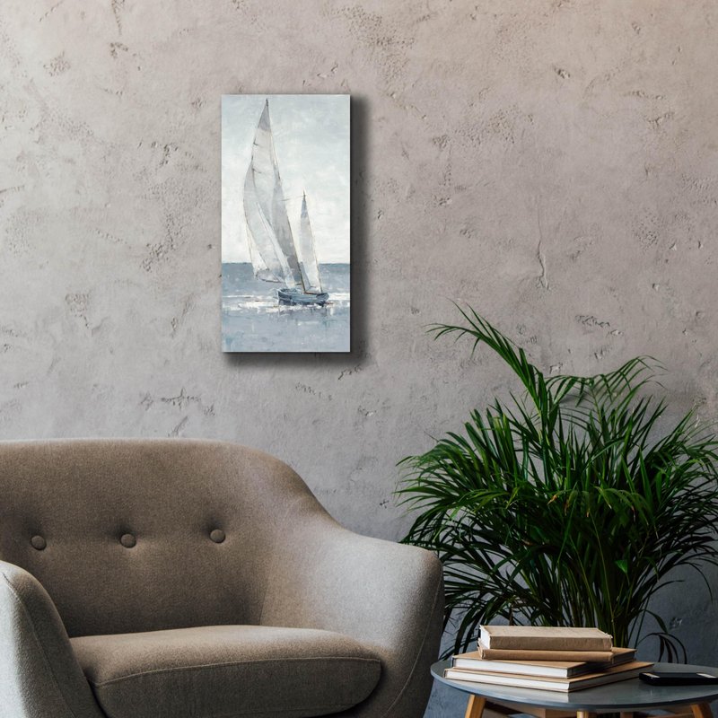 Epic Graffiti "Grey Seas I by Ethan Harper, Canvas Wall Art, 12"x24"