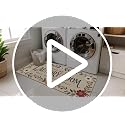 Washable Laundry Room Runner Rug, 20x47 Floral Non-Slip Low-Pile Mat