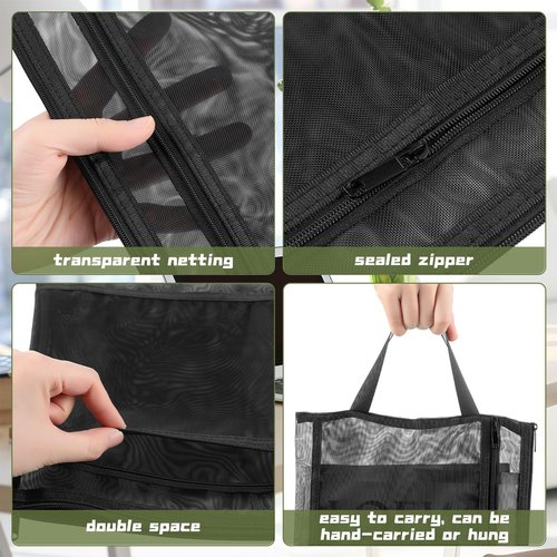 Kolldenn 12 Pcs Mesh Zipper Pouch Bags Zipper Pouch with Handle Portable Double Layer Nylon Pouch A4 Toy Document Organizer Clearly Visible Nylon Bag for Toy Office Travel Organization