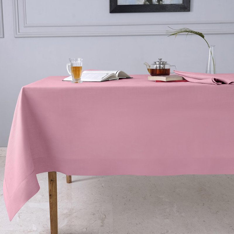 D'Moksha Homes Dusty Pink Tablecloth 60 x 60 Inch - Faux Linen Tablecloth - Machine Washable Square Table Throw Dusty Pink Linen Tablecloth, 100% Recycled Fabric for Dining, Mothers Day
