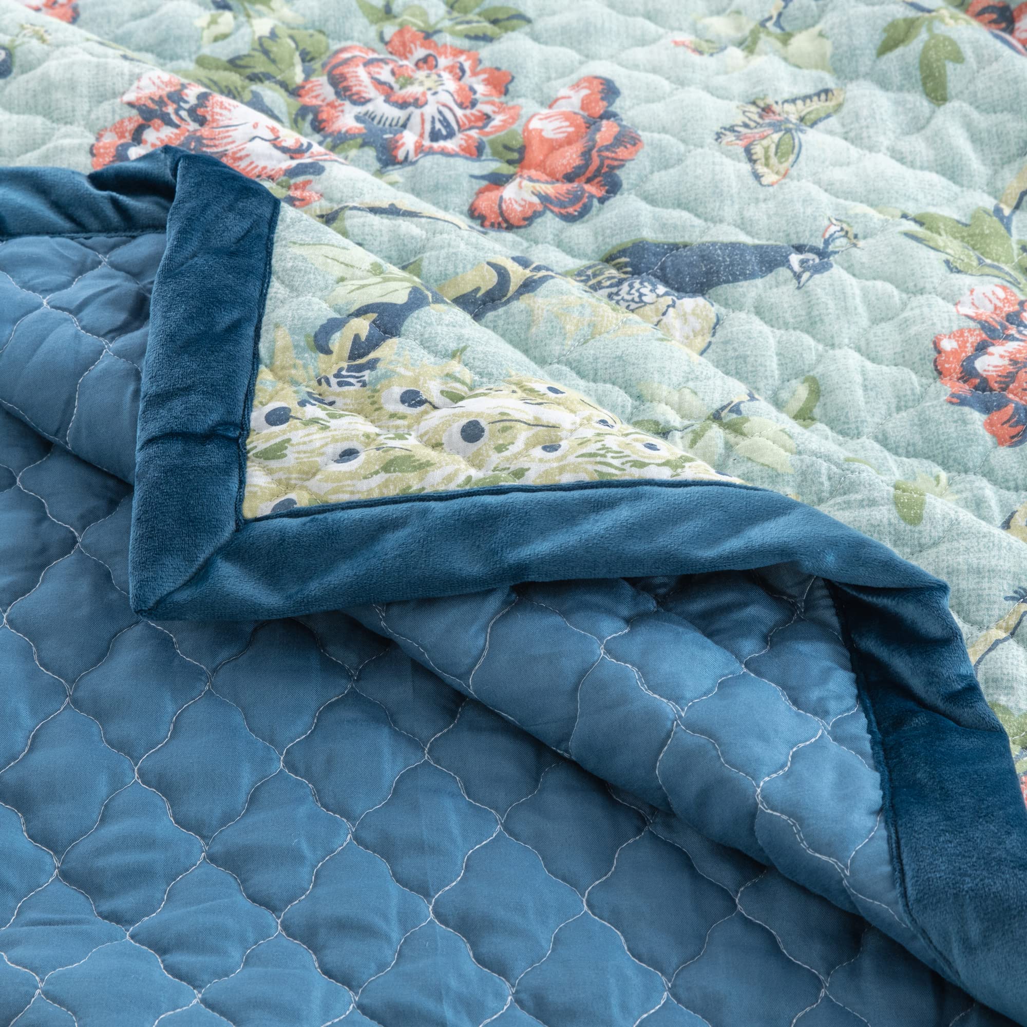 Greenland Home Pavona Velvet Embellished Quilt Set, 2-Piece Twin/XL, Jade