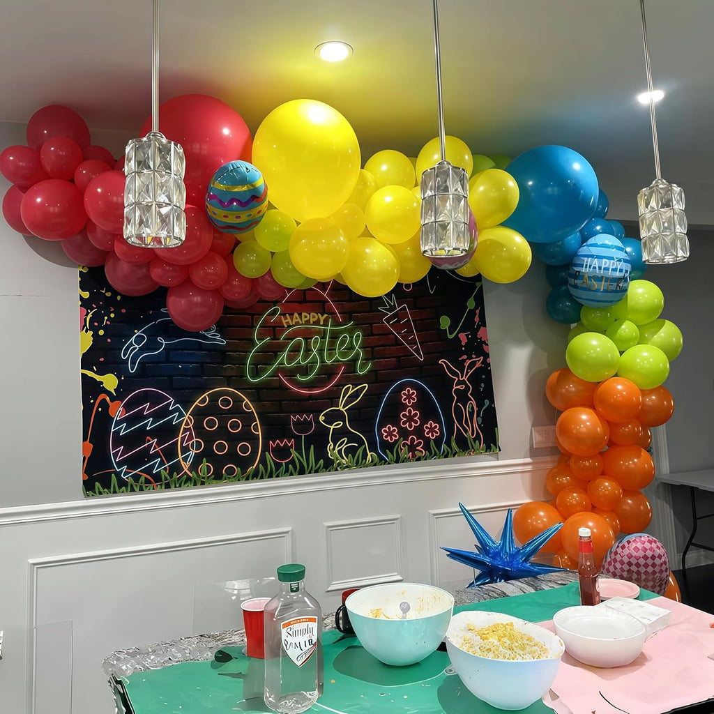 Skiennix 141 Pcs Rainbow Balloon Arch Kit - Neon Summer Colors for Hawaiian Luau & Birthday Parties