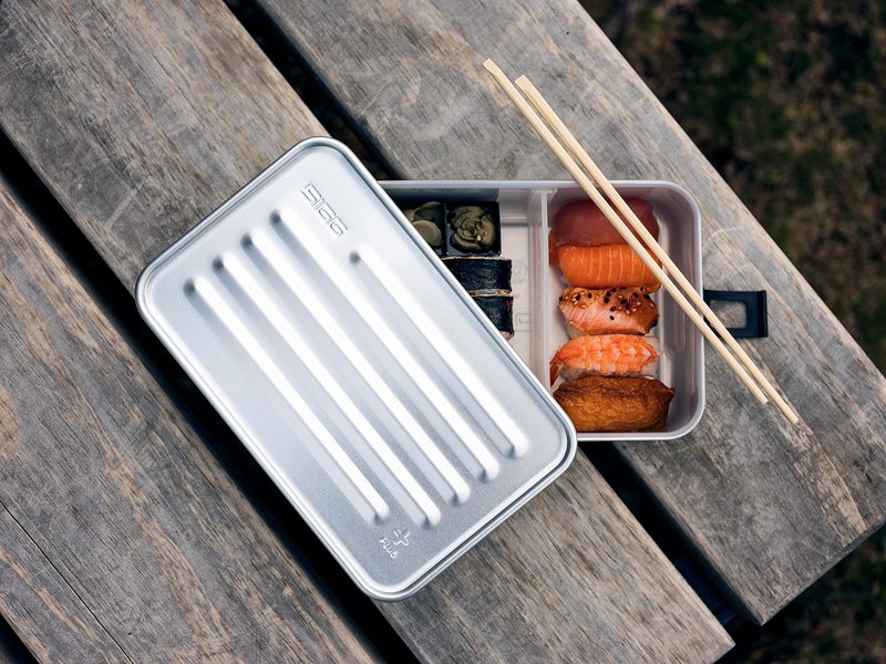 SIGG - Metal Lunch Box Plus - Food Container with Compartments - Swiss Design - Dishwasher Safe - Ultra Light - S/L
