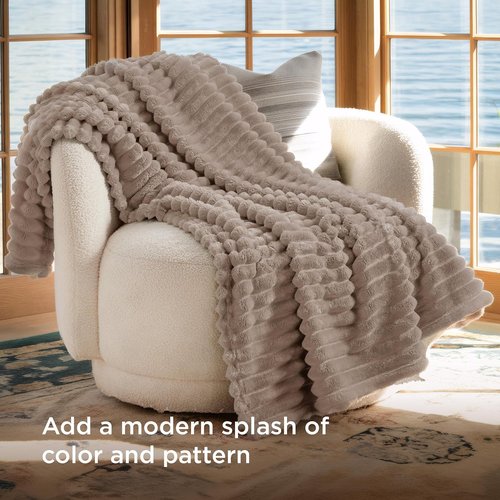 Bedsure GentleSoft Light Brown Fleece Blanket - Cozy 60x80 Inch Throw for Couch and Home Decor