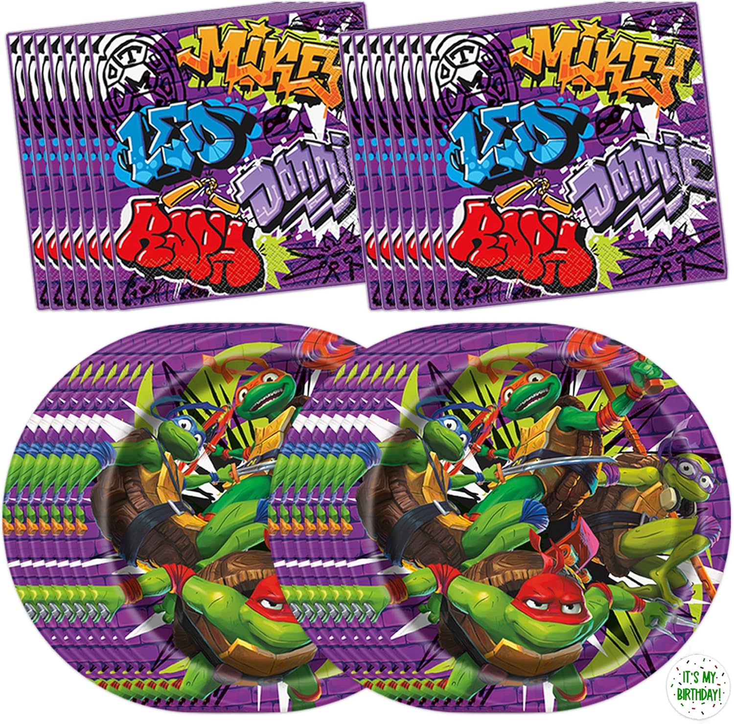 Teenage Mutant Ninja Turtles Party Decorations - 16 Plates & 16 Napkins | Officially Licensed TMNT Birthday Supplies